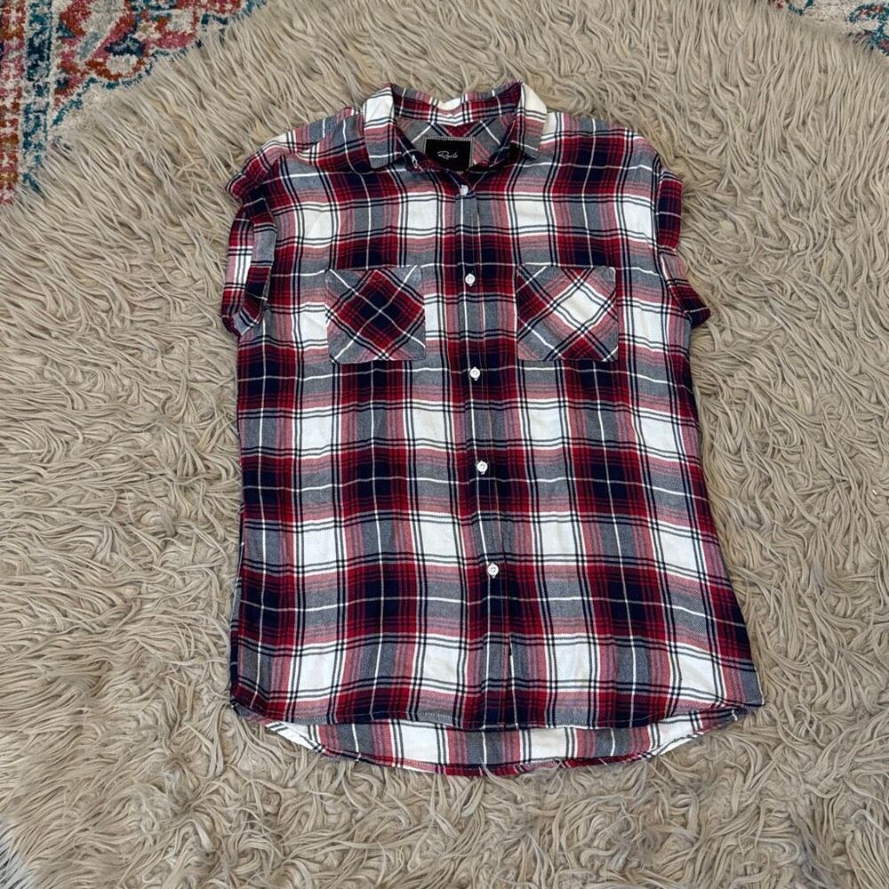 Rails Britt plaid flannel cap sleeve shirt XS
